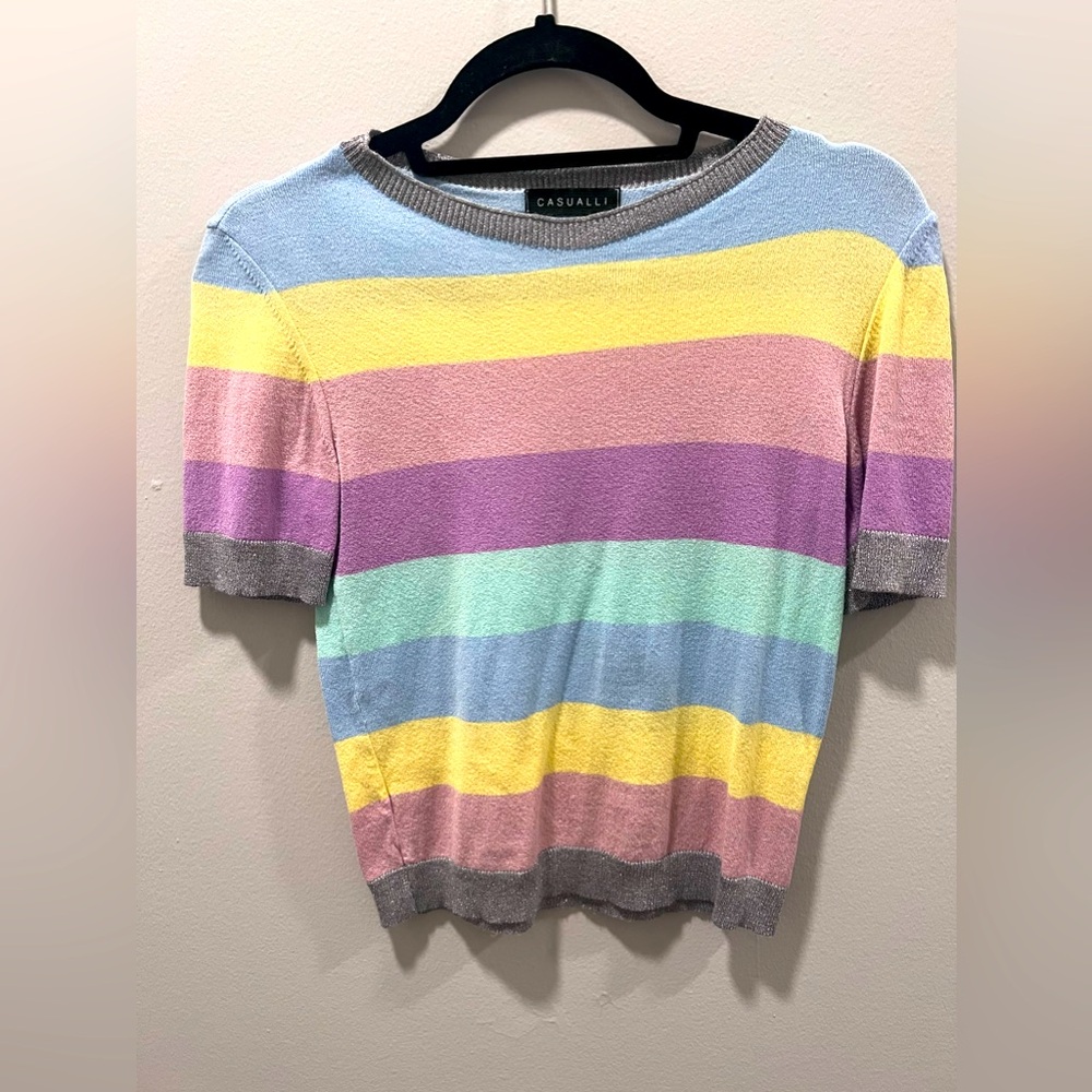 Stripped pastel knit top